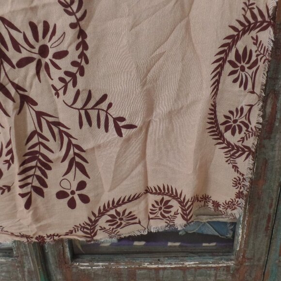 Free People Iconic Print Bandana Scarf 27" x 27" TAN with Brown Floral NWOT - Picture 5 of 8